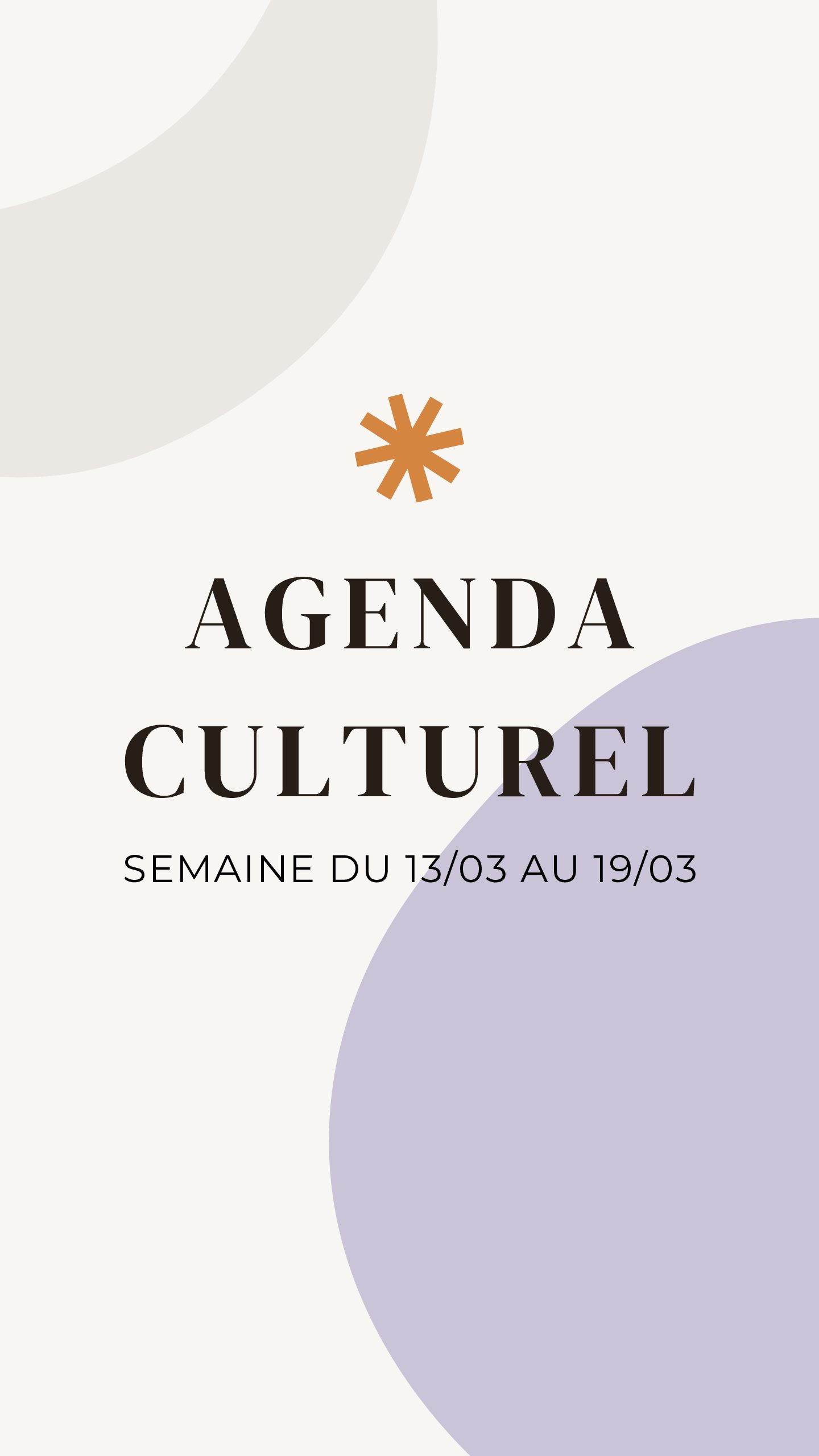 Agenda Culturel semaine 13/03/2023 